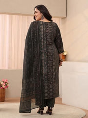Extra Love By Libas Plus Size Printed Linen Straight Kurta With Trousers and Dupatta