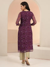Libas Bandhani Inspired Print, Yoke Design Chiffon Straight Kurta Burgundy