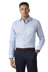 Men Light Blue Print Full Sleeves Wedding Shirt