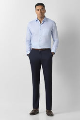 Men Light Blue Print Full Sleeves Wedding Shirt