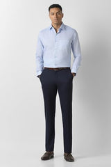 Men Light Blue Print Full Sleeves Wedding Shirt