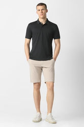 Men Black Solid Polo Neck T-Shirt
