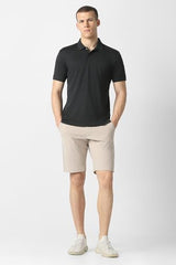 Men Black Solid Polo Neck T-Shirt