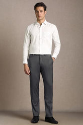 Men White Solid Full Sleeves Formal Shirt