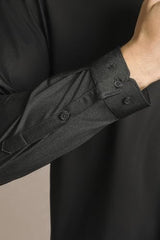 Men Black Solid Full Sleeves Casual Shirt