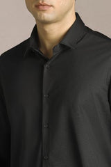Men Black Solid Full Sleeves Casual Shirt