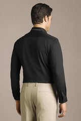 Men Black Solid Full Sleeves Casual Shirt
