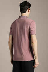 Men Pink Solid Polo Neck T-Shirt