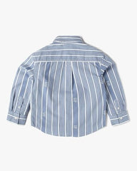 Boys' Vertical Stripes Button-Down Collar Relaxed Shirt, Lt. Blue, 4Y