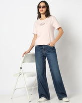 Womens Regular Logo Relaxed Fit T-Shirts, Pink