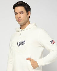 Men's Numeric Hooded Sweatshirt, Off White, M