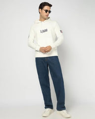 Men's Numeric Hooded Sweatshirt, Off White, M