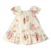 Kids' Floral Print Square Neck Puff Sleeves A-Line Dress, Multi, 2Y