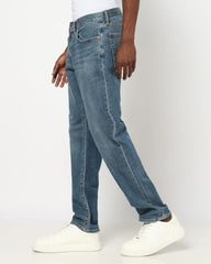 Men Solid Mid Waist Jeans, Medium Blue, 30