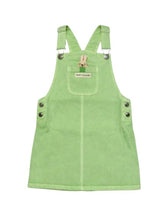 Gini and Jony Girls White/Green Cotton Dungaree Sleeveless