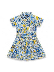 Gini and Jony Girls White Cotton Dress Half Sleeves