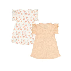 GJ Baby Girls Off White Graphic Print Cotton Half Sleeves Dress 18-24 Months