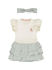 Girls Cotton Flared Dress with Headband