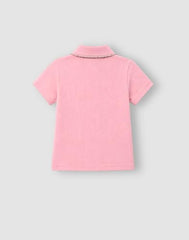 Gini and Jony Girls Peach Applique Cotton Half Sleeves Polo Top 4-5 Years