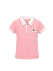 Gini and Jony Girls Pink Cotton Polo Top Half Sleeves