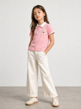 Gini and Jony Girls Pink Cotton Polo Top Half Sleeves