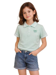 Gini and Jony Girls Mint Green Applique Cotton Half Sleeves Polo Top 13-14 Years