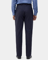 Blackberrys Men Textured Regular Fit Formal Trouser | Viscose Rayon Blend | Clean Front & Cross Pocket | Navy
