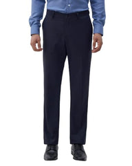 Blackberrys Men Textured Regular Fit Formal Trouser | Viscose Rayon Blend | Clean Front & Cross Pocket | Navy