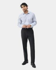 Blackberrys Men Textured Regular Fit Formal Trouser | Viscose Rayon Blend | Clean Front & Cross Pocket | Charcoal