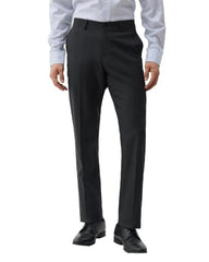 Blackberrys Men Textured Regular Fit Formal Trouser | Viscose Rayon Blend | Clean Front & Cross Pocket | Charcoal