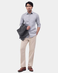 Blackberrys Men Micro Geometric Slim Fit Formal Shirt | 100% Cotton | Breathable | Grey