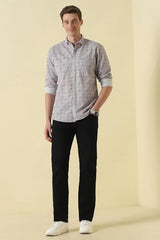 Men Pink Custom Fit Print Full Sleeves Casual Shirt