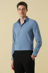 Men Light Blue Solid Full Sleeves Formal Shirt