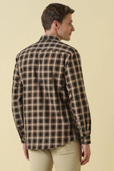 Men Black Classic Fit Check Full Sleeves Casual Shirt