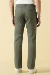 Men Olive Textured Casual Trousers