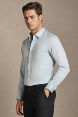 Men Grey Textured Full Sleeves Formal Shirt