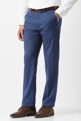 Men Blue Solid Trousers