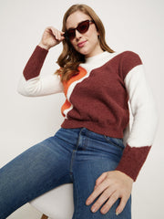 Madame Brown Colourblocked Round Neck Sweater