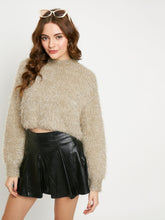 Madame Beige Shimmery Feather Knit Sweater