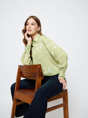 Madame Floral Print Green Shirt