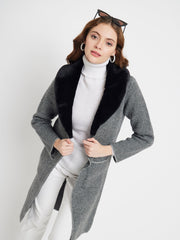 Madame Fleece Collar Grey Longline Shrug