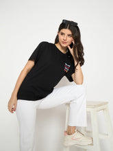 Madame Front And Back Graphic Print Black Sinker T-Shirt