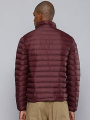 Men'S Quilted Maroon Hooded Puffer Jacket