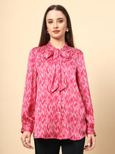 Fuchsia Top With Shine Button And Collar Tie