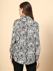 Black Shirt With Printed Fabric