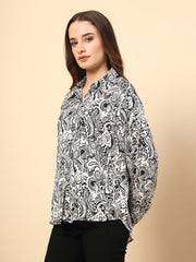 Black Shirt With Printed Fabric