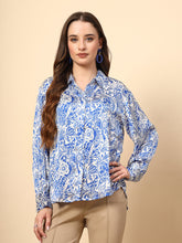 Blue Shirt With Printed Fabric