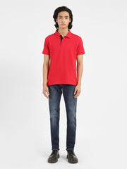 Men'S Red Polo Collar T-Shirt