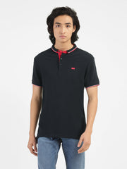 Men'S Black Polo Collar T-Shirt
