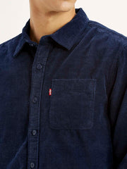 Men'S Solid Navy Slim Fit Shirt - Goyalsons ShopMax